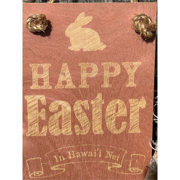 501. SoHa Living Happy Easter in Hawaii Nei 7x10 wall decor w/ Rope - Picture 2 of 5